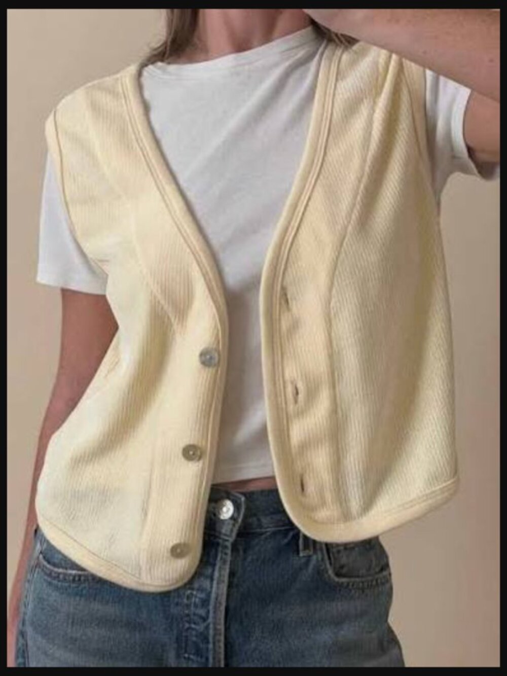 DONNI Chenille vest in cream Size:S